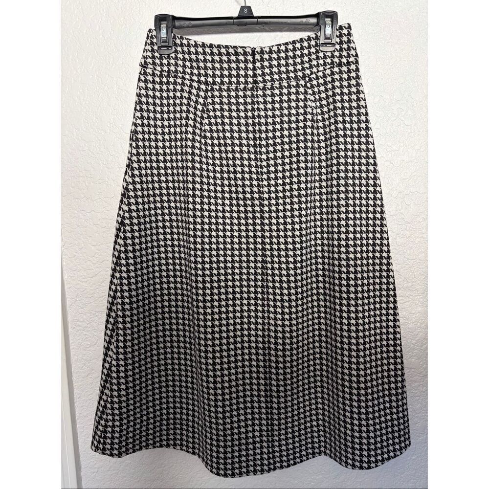 Cabi Houndstooth A-line Midi Skirt Black, White Size 4 - Picture 5 of 12